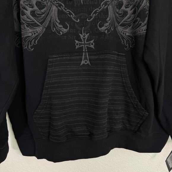 Affliction Hoodie Mens 2XL Skeleton Skull Graphic Pullover Gothic Grunge NEW - Picture 6 of 12